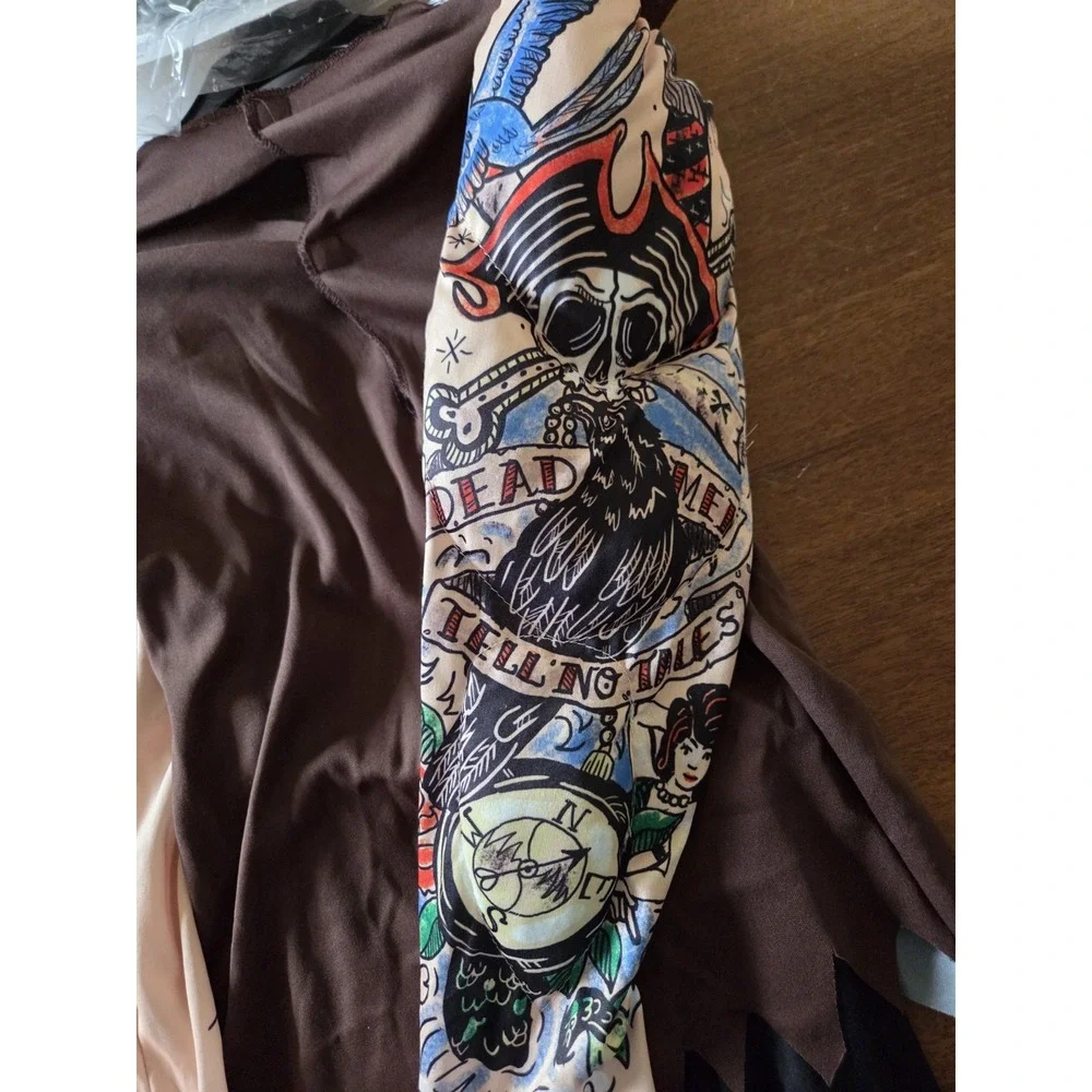 Muscle Pirate Costume kids m 8-10 Ed hardy tattoo style ink blackbeard matey